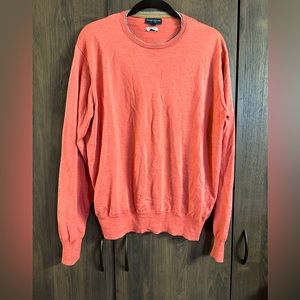 PETER MILLAR Sweater Mens XL Orange Golf Long‎ Sleeve Peach Merino/Silk